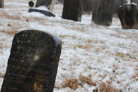 snowy graveyard